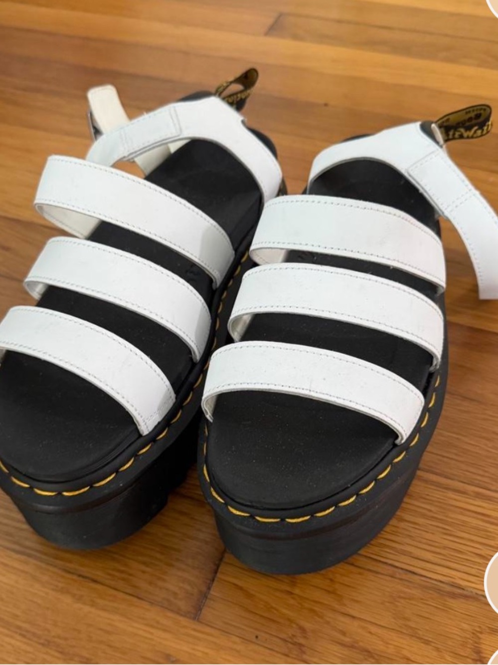 Dr. Martens White Blaire Triple-Strap Platform Sandals